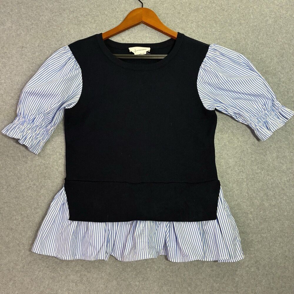 Black and Blue Striped Women's Top